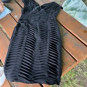 ADRIANNA PAPELL  BLACK PLEATED LOOK COCKTAIL DRESS SZ 8